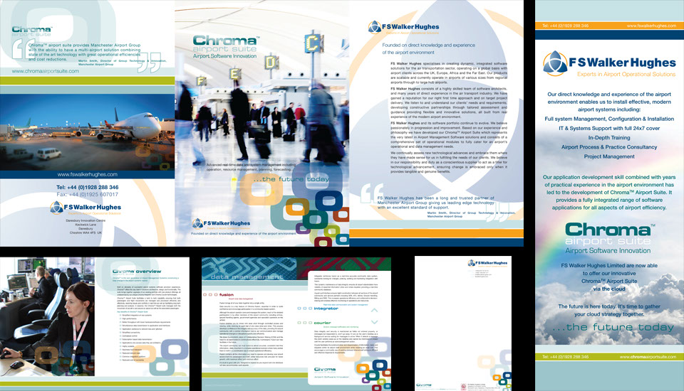 FS Walker Hughes, Chroma Airport Suite naming, brand development, brochure, stationery, exhibition stand designed by Don Allen, Sense Not Logic